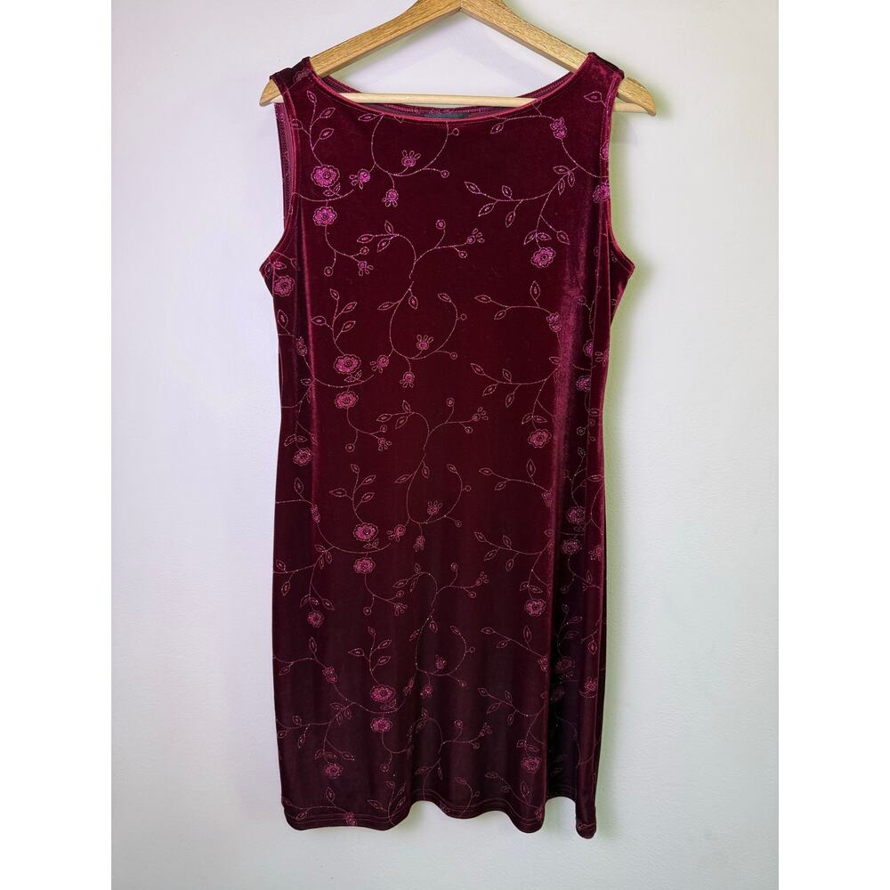 Vintage Y2K David Wayne Velvet Floral Embroidered Slip Dress M